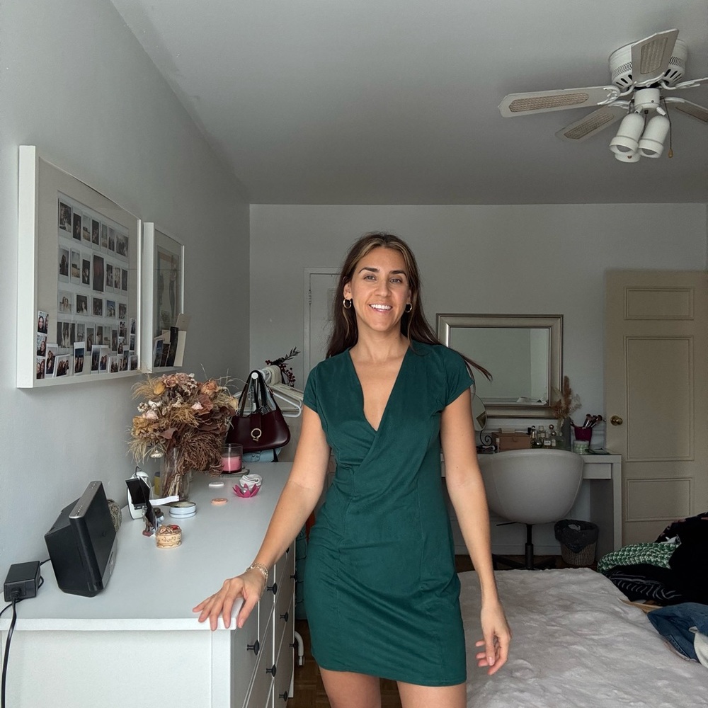 Elegant Green Suade Dress